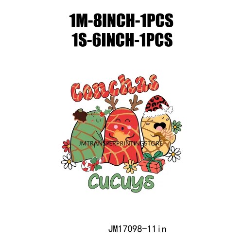 Cute Conchita Pantasmas Latin Christmas Decals Conchas Cucuys Christmas Ghouls Gifts Iron On DTF Transfers Sticker For Clothing