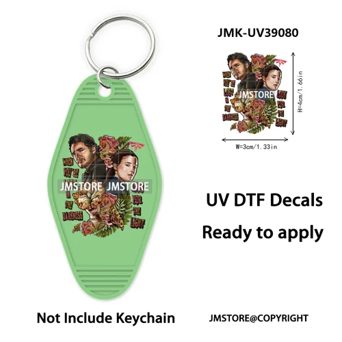 Halloween Horror Movies Witch Girl UV DTF Motel Keychain Decal Ready To Ship Durable Transfer Stickers Prints For Hotel Keychain