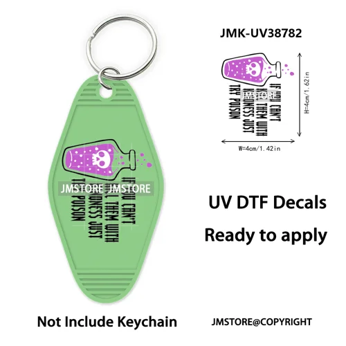 Fall Halloween Quotes Spooky Boo UV DTF Motel Keychain Decal Ready To Ship Durable Transfer Stickers Prints For Hotel Keychain