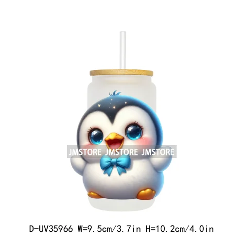 Coquette Bow Cute Animals UV DTF Transfer Stickers Decals Ready To Apply Waterproof Print For 16OZ Libbey Glass Can Cups Tumbler