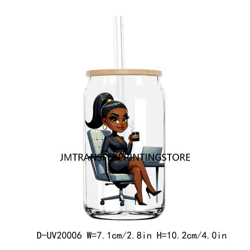 African American Beautiful Career Themed UV DTF Transfers Stickers Decals For Libbey Cold Cups Mugs Tumbler Waterproof DIY Craft