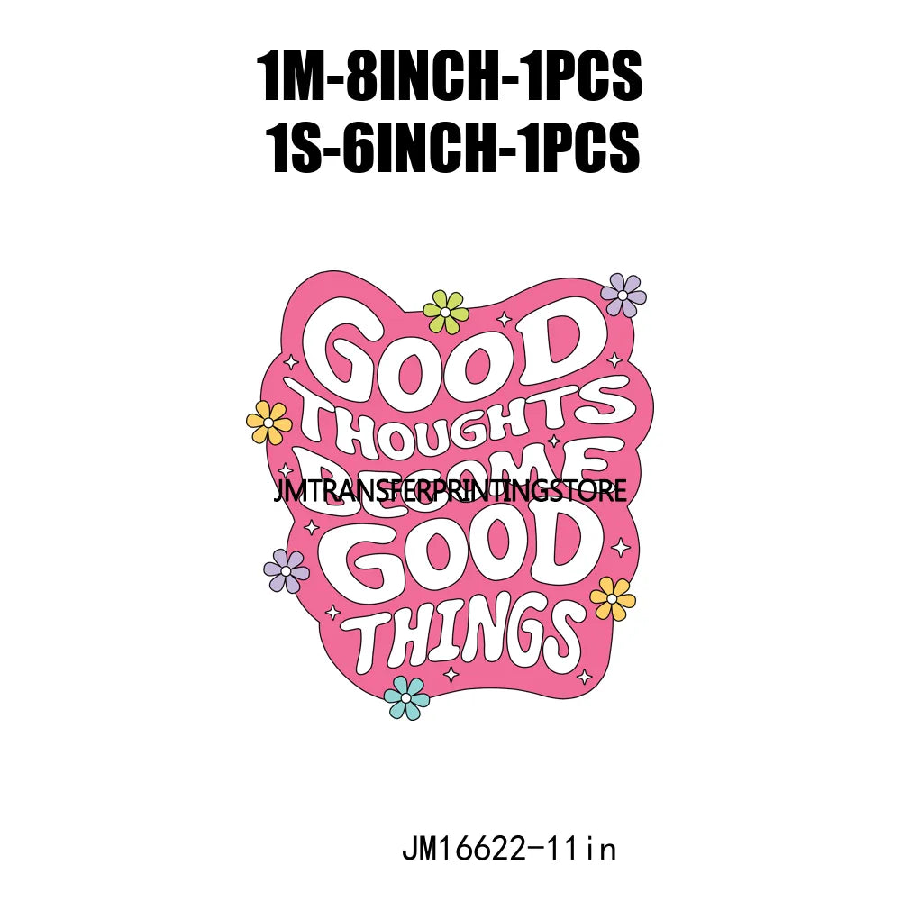 Custom Affirmative Thoughts Worthy Iced Coffee Positive Quotes Iron-On DTF Transfer Decals Sticker Ready To Press For Clothes Ba