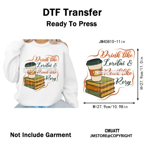 Autumn Festival Fall Season Stars Movie Girls Town Book Lover Iron on Washable DTF Transfers Stickers Ready to Press for Hoodies