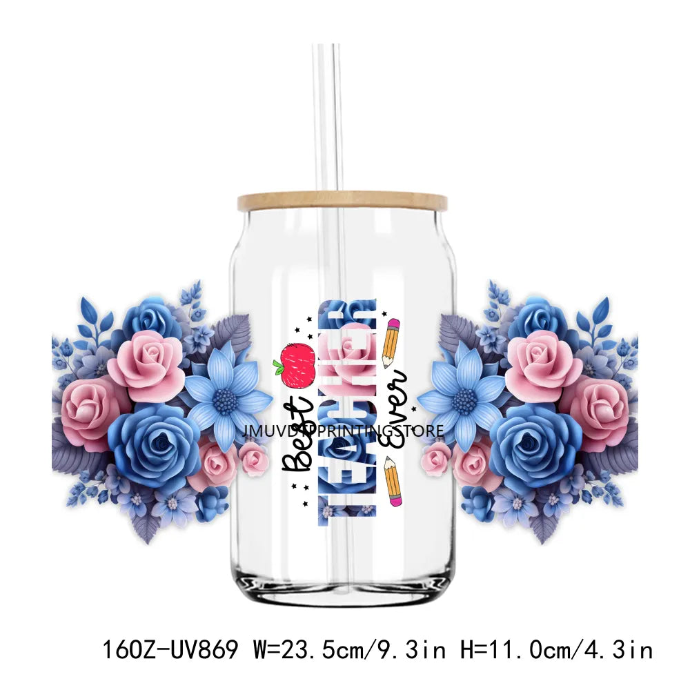 Western Cow Boots Flowers 16OZ UV DTF Cup Wrap Transfers Stickers Custom Labels DIY Durable Waterproof Logo For Libbey Glass Can