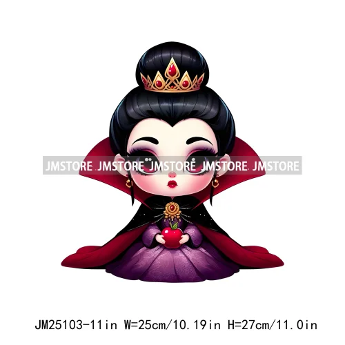 Cartoon Washable Halloween Princess Evil Queen Girls Printing Designs DTF Iron On Transfers Stickers Ready To Press For Textil