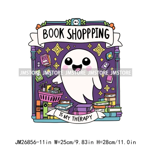 Custom Trick Or Read Ghost Witches Spooky Book Club Decals Bookish Girly Halloween DTF Iron On Transfers Stickers For T-shirts