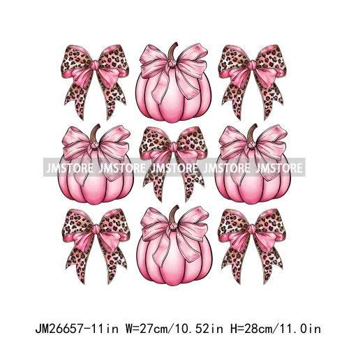 New Halloween Skeleton Ghost Coquette Bow Witch Hats Pumpkin Designs DTF Iron On Transfers Stickers Ready To Press For Hoodies