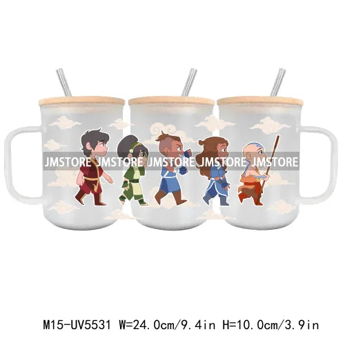 Cartoon Characters Best Friends UV DTF Sticker For 15OZ Mug Libbey Glass Cup Can Wrap Transfer Sticker Custom Labels DIY Logo