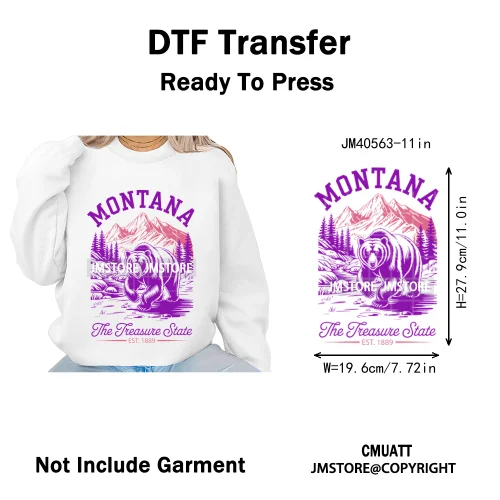 Funny US States Slogan Vacation Scenic Citycape Landmark Iron on DTF Washable Transfers Stickers Ready to Press for Textile Bags