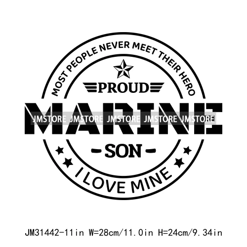 Happy Proud Marine Family Quotes I Raised Love Mine Military Pride Iron On DTF Transfers Stickers Ready To Press For Hoodies