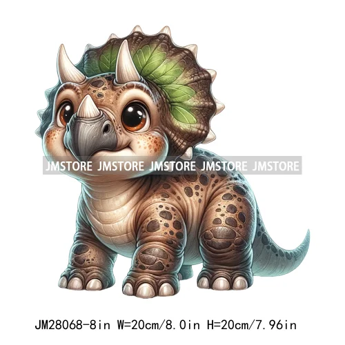 Colorful Dinosaur Baby Animal Thermal Printing Iron On DTF Transfer Stickers Ready To Press For Clothes