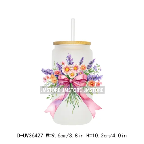 Colorful Bow Ribbon Bridal Birthday UV Sticker Decals For Libbey Cold Cups Mugs Tumbler Transfer Stickers Waterproof DIY Prints