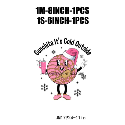 New Latin Culture Christmas Conchita It's Cold Outside No Dieta Season Calorias No Cuentan DTF Heat Transfer Sticker For Hoodies