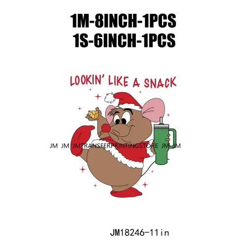 Funny Mouse Princess Christmas Designs Looking Like A Snack Gus Christmas Heat Transfer Stickers Ready To Press For Clothes Bags