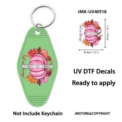 Hello Pumpkin Fall Thanksgiving Gnome UV DTF Motel Keychain Wraps Ready To Apply Waterproof High Quality Hotel Keychain Decals