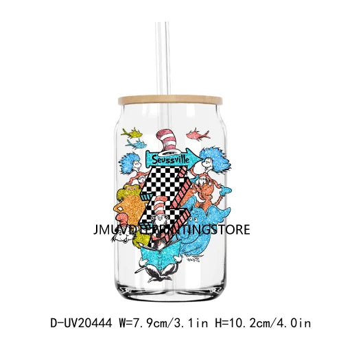 Dr Seuss Day Reading Books UV DTF Transfer Sticker Decals For Libbey Cold Cup Mugs Tumbler Teacher Life Love Waterproof DIY Logo