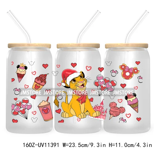 Christmas Cartoon Friends Holiday Season 16OZ UV Cup Wrap DTF Transfer Stickers For Libbey Glass Can Cup Tumbler Waterproof Logo