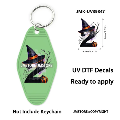 Halloween Pumpkin Alphabet Letters UV DTF Motel Keychain Decal Ready To Ship Durable Transfer Stickers Prints For Hotel Keychain