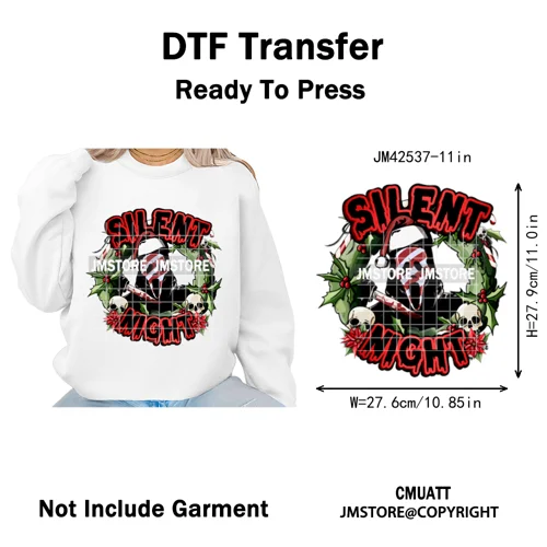 Cartoon Christmas Club Snow Winter Vibes Holly Jolly Santa Iron on DTF Washable Transfers Stickers Ready to Press for Clothing