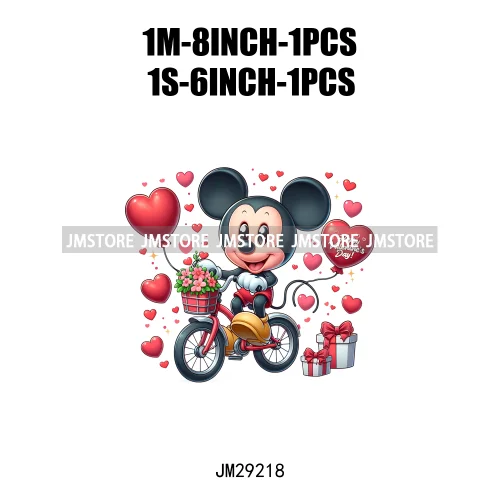 Happy Valentine's Day Cartoon Character Mouse Animal Cupid Love Heart DTF Iron On Transfers Stickers Ready To Press For T-shirts