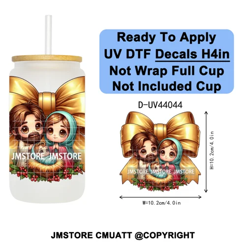 Floral Mexican Christmas Mama UV DTF Transfer Stickers Decals Ready To Apply Good Quality Prints For Libbey Cold Cup Mug Tumbler