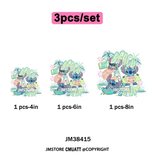 Funny Shells Coquette Bow Summer Salty Vibes Cartoon Printing Designs Iron On DTF Transfer Stickers Ready To Press T-shirts Bags