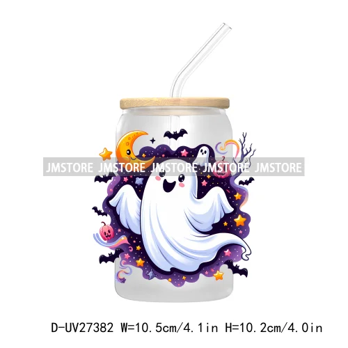 Funny Witch Ghosts Halloween Bat UV DTF Transfer Stickers Decals For Libbey Cold Cups Mugs Tumbler Waterproof Craft Spooky Vibes