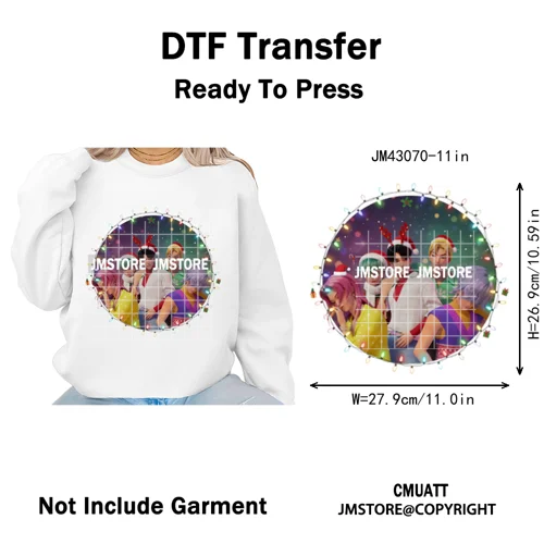 Kpop Christmas Santa Boys Girls Band Cartoon Demon Characters Iron on Washable DTF Transfers Stickers Ready to Press for Clothes