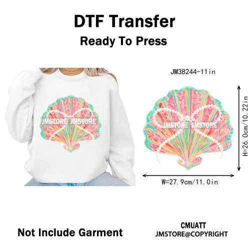 Seashell Sweet Summer Salty Soul Preppy Coastal Coquette Floral Vibes Iron on DTF Transfers Stickers Ready to Press for T-shirts