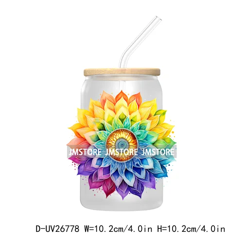 Yoga Serenity Art Mandalas Meditation UV DTF Transfers Stickers Decals For Libbey Cold Cups Mugs Tumbler Waterproof DIY Craft