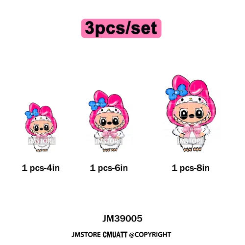 Colorful Monster Keychain Doll Character Designs Iron on DTF Washable Heat Transfers Stickers Ready to Press for T-shrits Bags