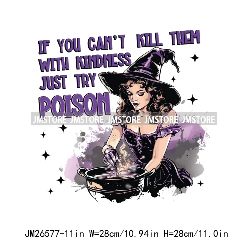 Custom Spooky Season Witch Girl Social Club Halloween Resting Witch Face DTF Iron On Transfer Sticker Ready To Press For Hoodies