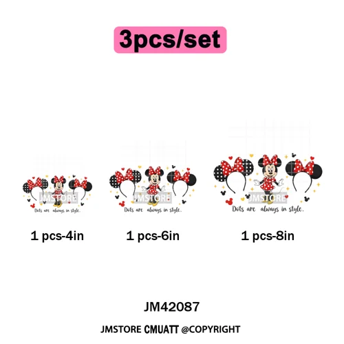 Cute Girls Coquette Magic Kingdom Mouse Ears Cartoon Quotes Iron on DTF Washable Transfers Stickers Ready to Press for T-shirts