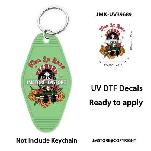 Mexican Conchas Ghost Spooky Halloween UV DTF Motel Keychain Wraps Ready To Apply Waterproof High Quality Hotel Keychain Decals