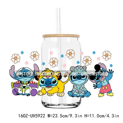 Cute Cartoon Characters Mouse 16OZ UV DTF Cup Wrap Transfers Stickers Custom Labels Durable Waterproof Logo For Libbey Glass Can