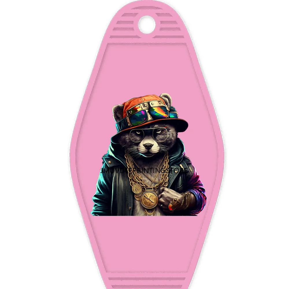 Hip Hop Money Lion High Quality WaterProof UV DTF Sticker For Motel Hotel Keychain Hustle Bear Animals