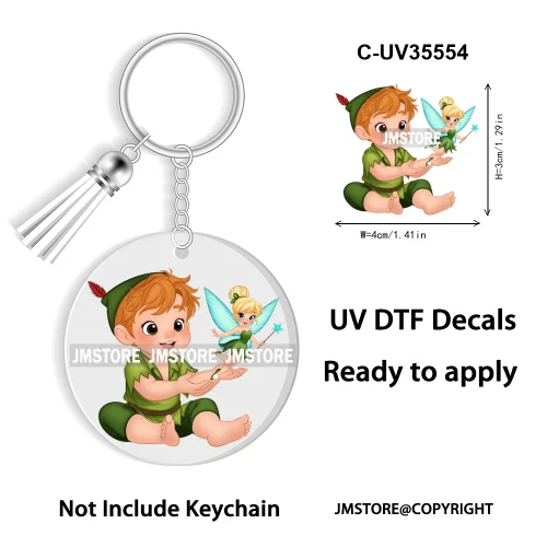 Cartoon Princess In My Villains Era UV DTF Decal Round Keychain Ready To Apply WaterProof Transfer Stickers For Circle Keychain
