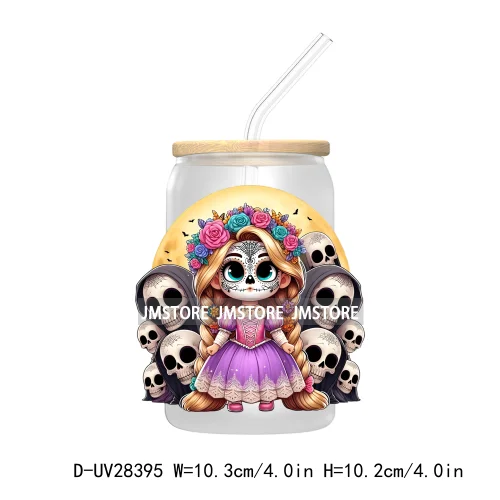 Mexican Little Princess UV DTF Transfer Stickers Decals For Libbey Cold Cups Mugs Tumbler Waterproof Craft Day of the Dead Girls