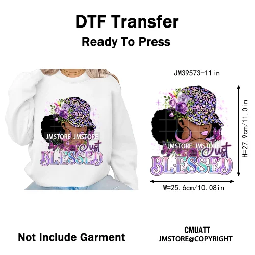 Fashion Afro Girls Pray Christian Black Boss Lady Printing Iron on DTF Washable Transfers Stickers Ready to Press for Clothes