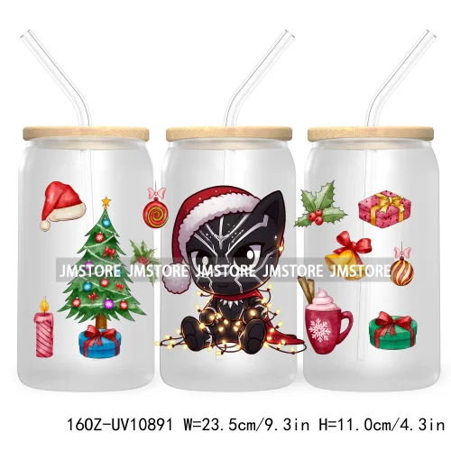 Cute Baby Horror Characters Christmas Season 16OZ UV DTF Cup Wrap Transfer Stickers Durable Waterproof Logo For Libbey Glass Can