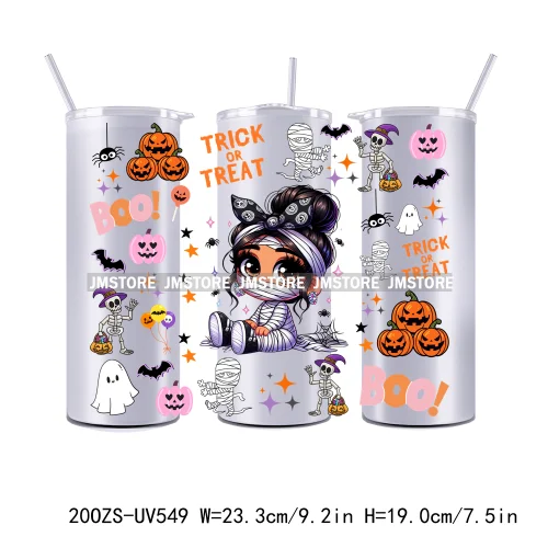 Latina Baby Halloween Pumpkin 20OZ Straight Skinny Tumbler Wrap UV DTF Cup Wraps Custom Labels Transfer Sticker Waterproof Logo