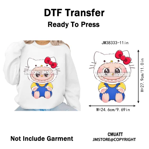 Cute Cartoon Toy Dolls Monster Costume Character Kids Printed Iron on DTF Washable Transfer Stickers Ready to Press for Clothing