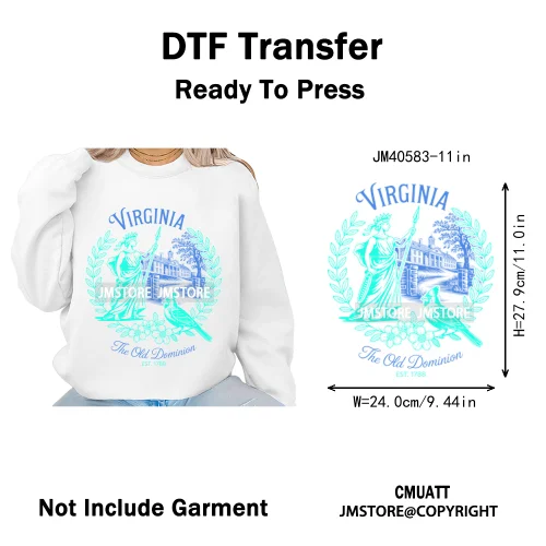 Funny US States Slogan Vacation Scenic Citycape Landmark Iron on DTF Washable Transfers Stickers Ready to Press for Textile Bags