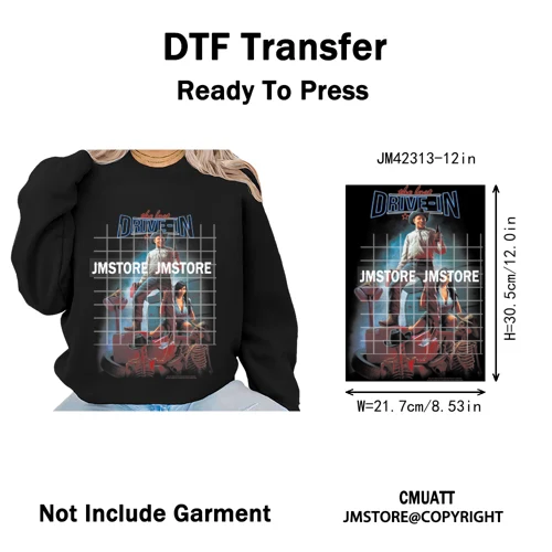 Funny Halftone Movie Series Killer Halloween Spooky Season Iron on DTF Washable Transfers Stickers Ready to Press for T-shirts
