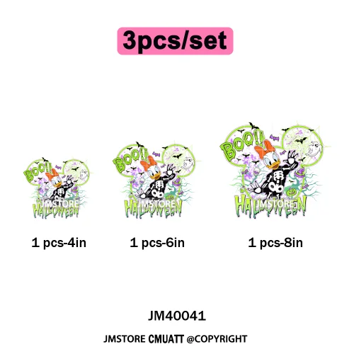 Happy Halloween Nightmare Cartoon Character Pumpkin Skeleton Iron on DTF Washable Transfers Stickers Ready to Press for T-shirts