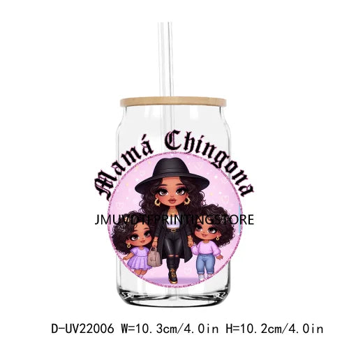 Chicano Latina Mama Family UV DTF Transfers Stickers Decals For Libbey Cold Cups Mugs Tumbler Waterproof DIY Craft Gift For Mom