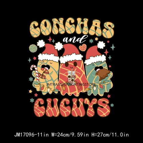 Cute Conchita Pantasmas Latin Christmas Decals Conchas Cucuys Christmas Ghouls Gifts Iron On DTF Transfers Sticker For Clothing