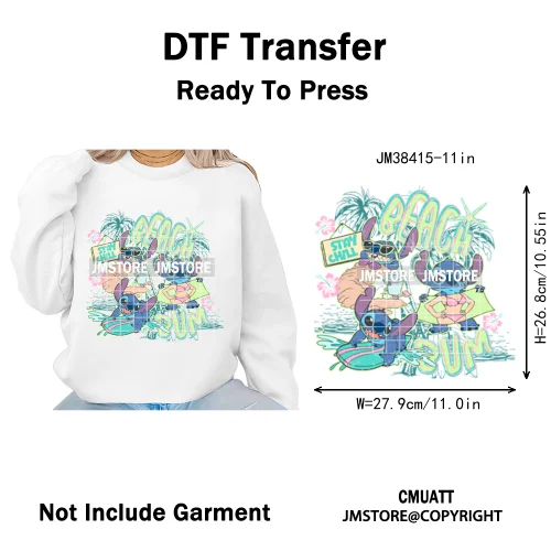 Funny Shells Coquette Bow Summer Salty Vibes Cartoon Printing Designs Iron On DTF Transfer Stickers Ready To Press T-shirts Bags