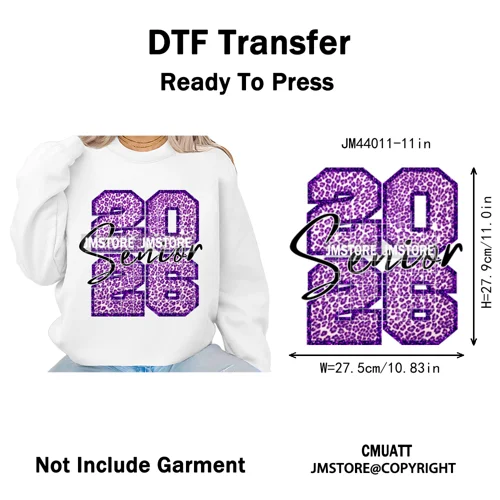 Faux Glitter Senior Class of 2026 High School Graduate Reunion Iron on Washable DTF Transfer Stickers Ready to Press for Clothes