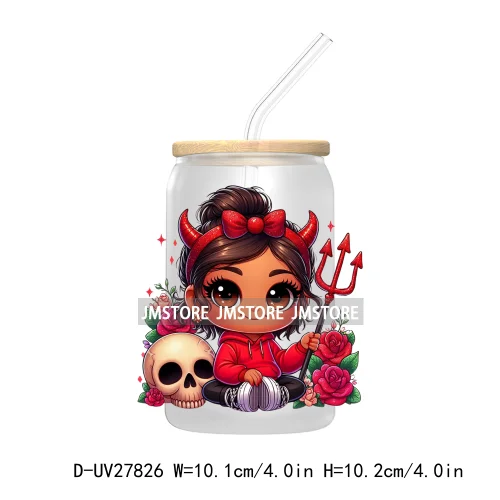 Halloween Latina Hispanic Girl UV DTF Transfer Stickers Decals For Libbey Cold Cup Mug Tumbler Waterproof Craft Sugar Skull Rose